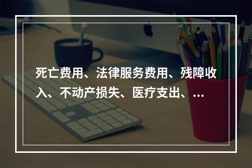 死亡费用、法律服务费用、残障收入、不动产损失、医疗支出、责任