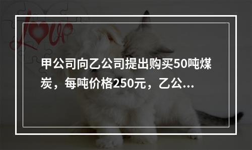 甲公司向乙公司提出购买50吨煤炭，每吨价格250元，乙公司同