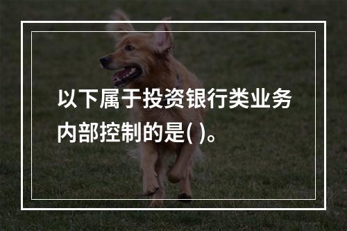 以下属于投资银行类业务内部控制的是( )。