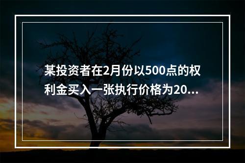 某投资者在2月份以500点的权利金买入一张执行价格为2000