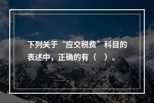 下列关于“应交税费”科目的表述中，正确的有（　）。