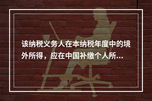 该纳税义务人在本纳税年度中的境外所得，应在中国补缴个人所得税