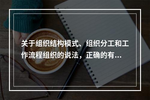 关于组织结构模式、组织分工和工作流程组织的说法，正确的有（　