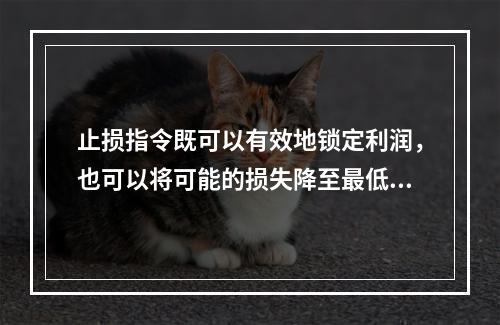 止损指令既可以有效地锁定利润，也可以将可能的损失降至最低限度