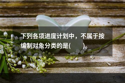 下列各项进度计划中，不属于按编制对象分类的是(  )。