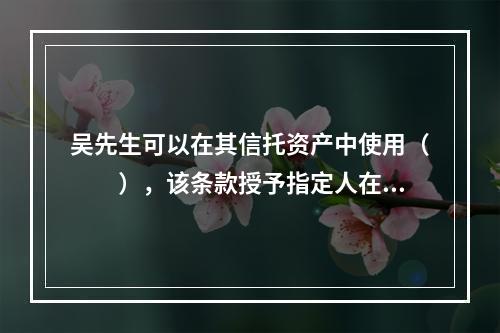 吴先生可以在其信托资产中使用（　　），该条款授予指定人在吴先