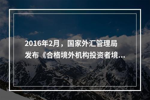 2016年2月，国家外汇管理局发布《合格境外机构投资者境内证