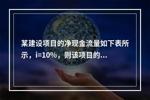 某建设项目的净现金流量如下表所示，i=10%，则该项目的动态