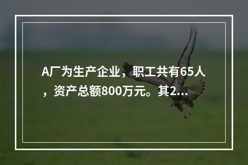 A厂为生产企业，职工共有65人，资产总额800万元。其201