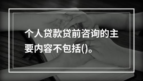 个人贷款贷前咨询的主要内容不包括()。