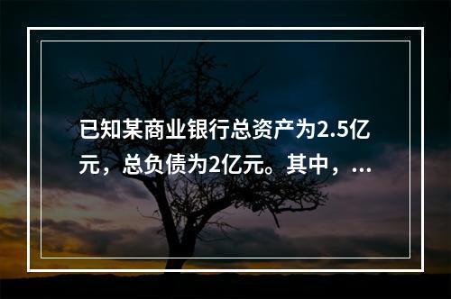 已知某商业银行总资产为2.5亿元，总负债为2亿元。其中，流动