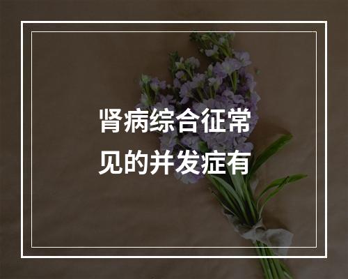 肾病综合征常见的并发症有