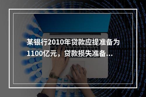 某银行2010年贷款应提准备为1100亿元，贷款损失准备充足