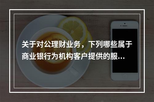 关于对公理财业务，下列哪些属于商业银行为机构客户提供的服务？