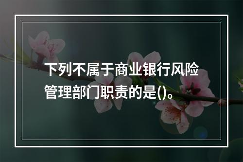 下列不属于商业银行风险管理部门职责的是()。