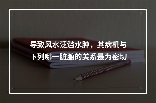 导致风水泛滥水肿，其病机与下列哪一脏腑的关系最为密切