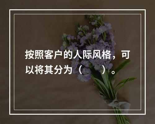 按照客户的人际风格，可以将其分为（　　）。