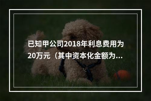 已知甲公司2018年利息费用为20万元（其中资本化金额为5万