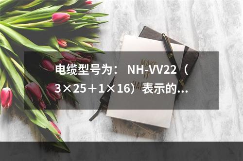 电缆型号为： NH-VV22（3×25＋1×16）表示的是（