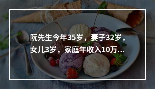 阮先生今年35岁，妻子32岁，女儿3岁，家庭年收入10万元，