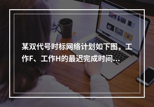 某双代号时标网络计划如下图，工作F、工作H的最迟完成时间分别