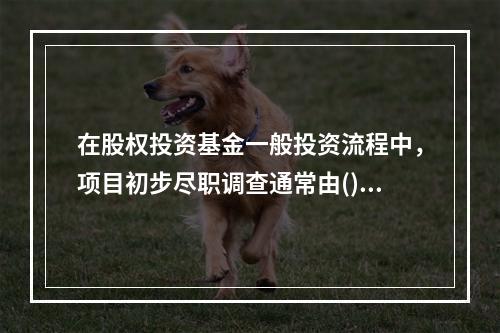 在股权投资基金一般投资流程中，项目初步尽职调查通常由()完成