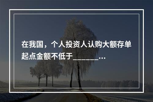 在我国，个人投资人认购大额存单起点金额不低于______万元