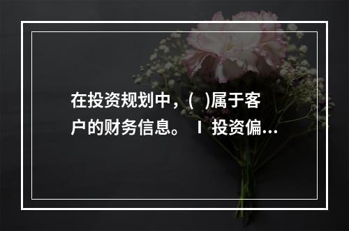 在投资规划中，(   )属于客户的财务信息。 Ⅰ 投资偏好Ⅱ