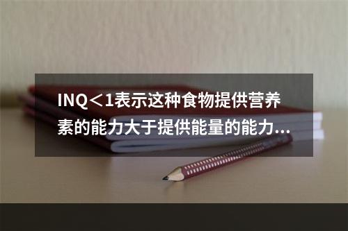 INQ＜1表示这种食物提供营养素的能力大于提供能量的能力。（