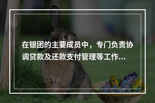 在银团的主要成员中，专门负责协调贷款及还款支付管理等工作的成