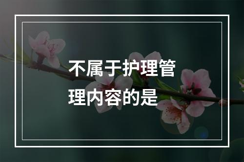 不属于护理管理内容的是