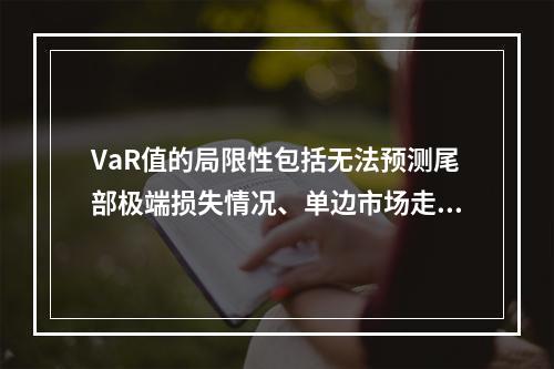 VaR值的局限性包括无法预测尾部极端损失情况、单边市场走势极