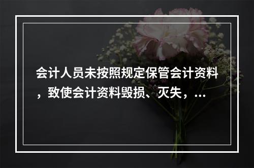 会计人员未按照规定保管会计资料，致使会计资料毁损、灭失，情节