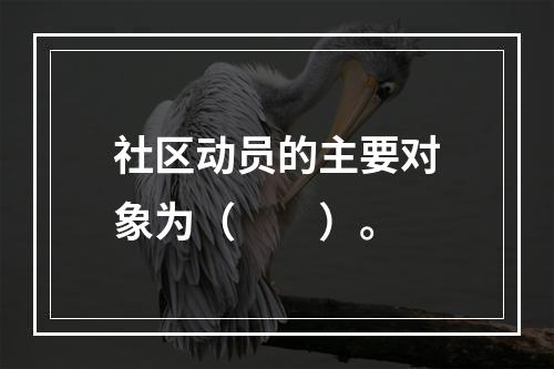 社区动员的主要对象为（　　）。