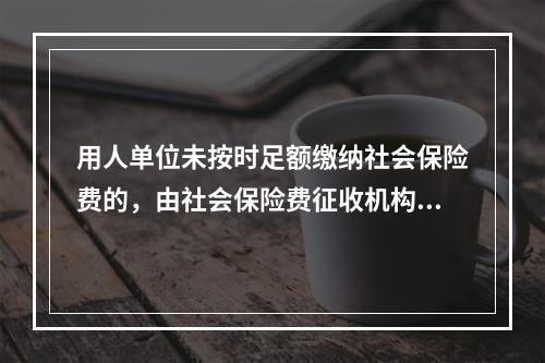 用人单位未按时足额缴纳社会保险费的，由社会保险费征收机构责令