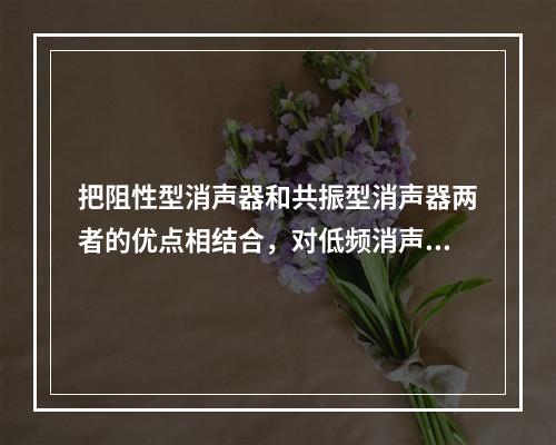 把阻性型消声器和共振型消声器两者的优点相结合，对低频消声有一