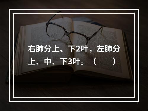 右肺分上、下2叶，左肺分上、中、下3叶。（　　）