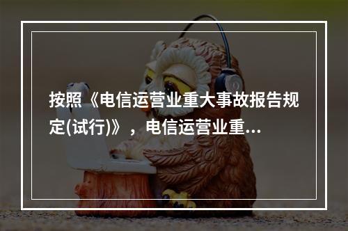 按照《电信运营业重大事故报告规定(试行)》，电信运营业重大事