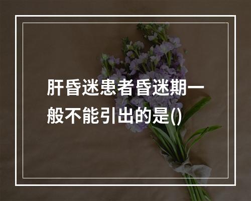 肝昏迷患者昏迷期一般不能引出的是()