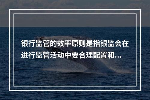 银行监管的效率原则是指银监会在进行监管活动中要合理配置和利用