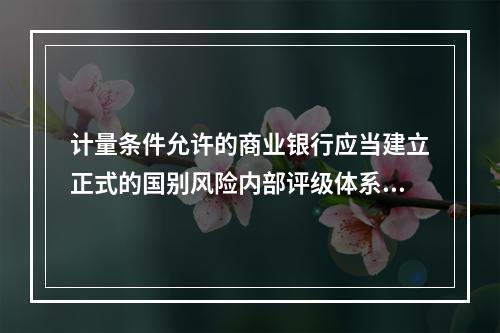 计量条件允许的商业银行应当建立正式的国别风险内部评级体系，反