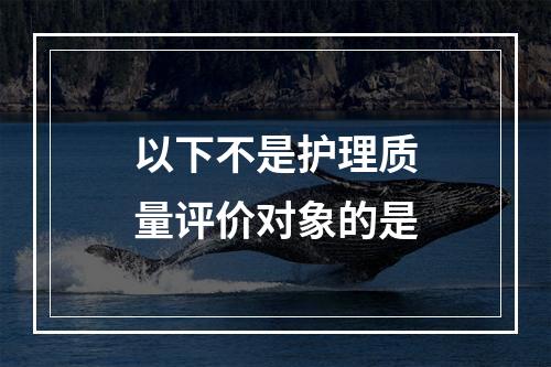 以下不是护理质量评价对象的是