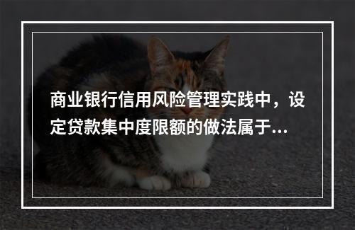 商业银行信用风险管理实践中，设定贷款集中度限额的做法属于（　