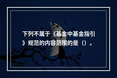 下列不属于《基金中基金指引》规范的内容范围的是（）。