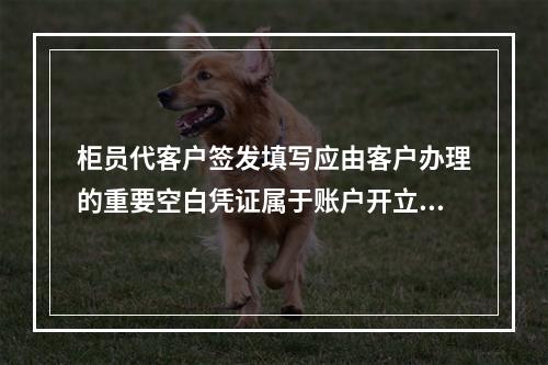 柜员代客户签发填写应由客户办理的重要空白凭证属于账户开立、使