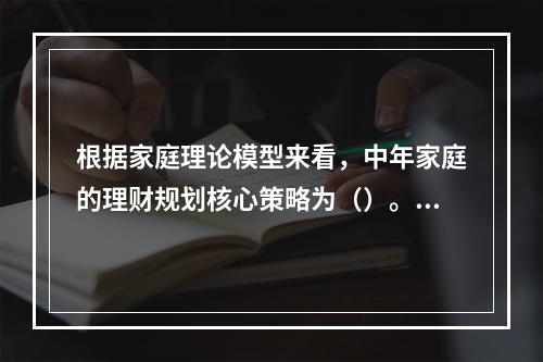 根据家庭理论模型来看，中年家庭的理财规划核心策略为（）。[2