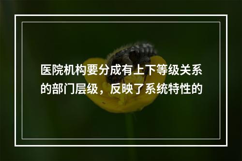 医院机构要分成有上下等级关系的部门层级，反映了系统特性的