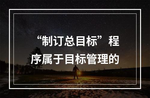 “制订总目标”程序属于目标管理的