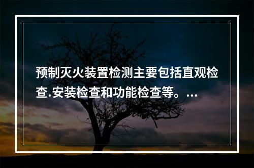 预制灭火装置检测主要包括直观检查.安装检查和功能检查等。下列