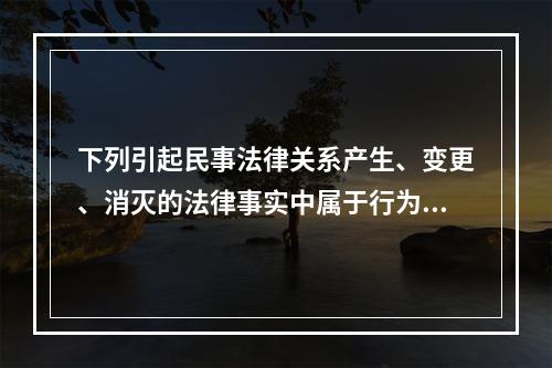 下列引起民事法律关系产生、变更、消灭的法律事实中属于行为的是